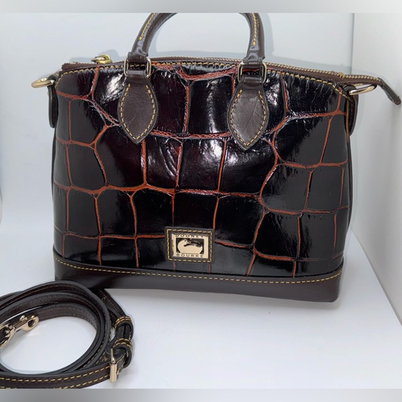 Dooney & Bourke Burgandy/Brown Vtg Alligator Bag